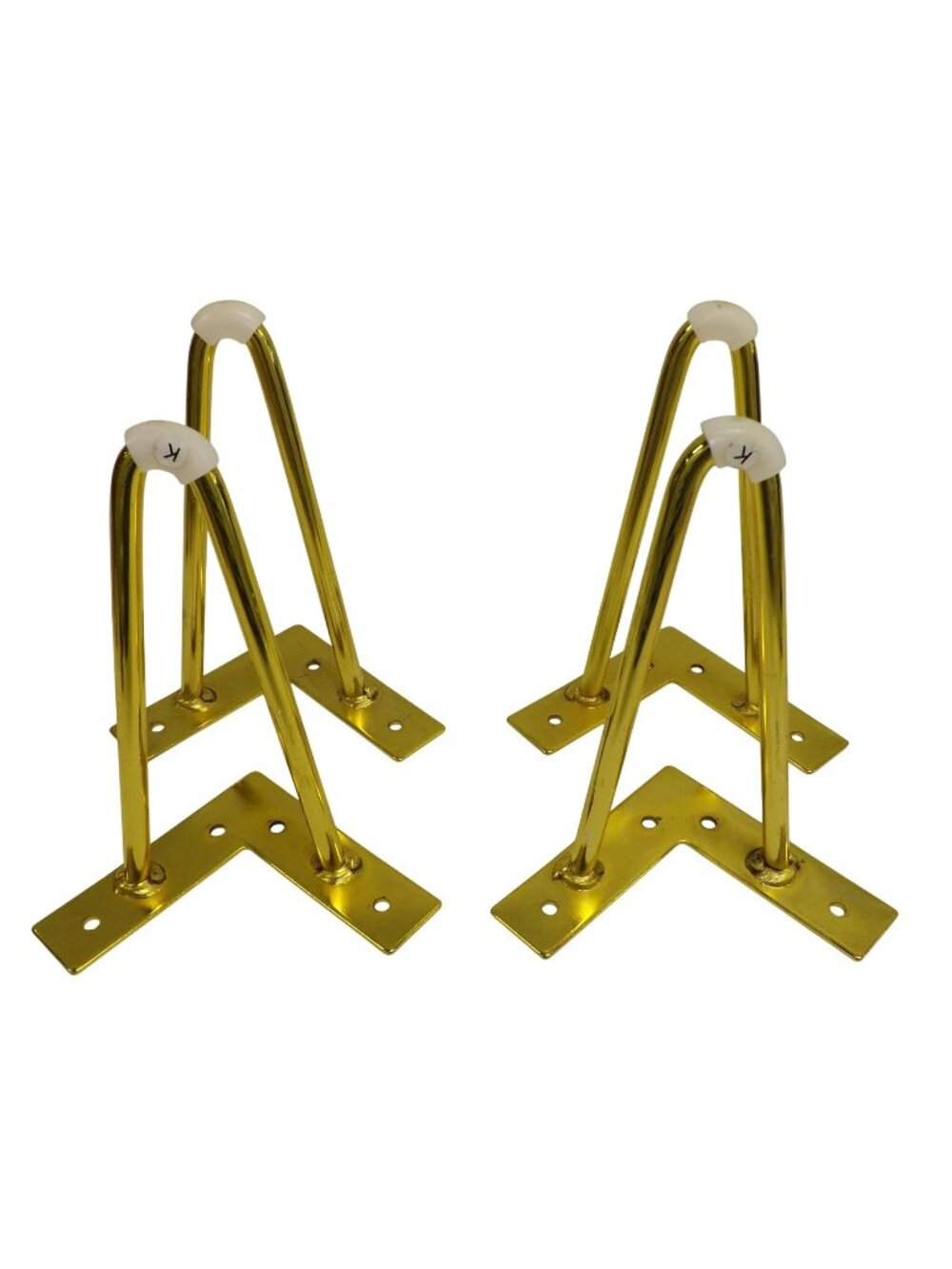 Furniture Legs Gold Metal Hairpin W Protective Tips Hardware 7" Modern Set Of 4